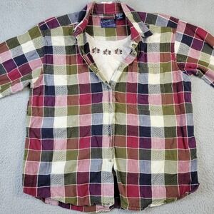 Vintage 2 in 1 Button Front Shirt Women's Size XL Textured Patchwork Flannel